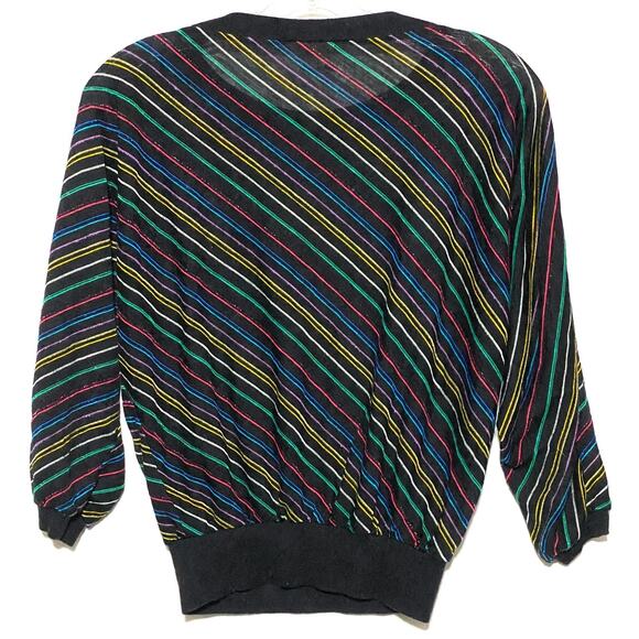 Vintage Its Pure Gould Sidney Gould Sweater Blouse Rainbow Striped Womens Small - Picture 2 of 6